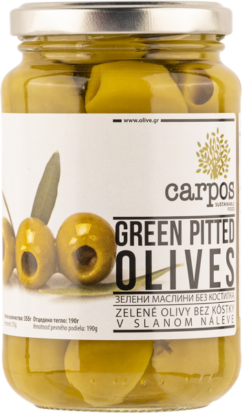 Изображение Оливки без косточки Карпос зеленые Халкидики 121/140 Хигас Георгиадис с/б, 355 г