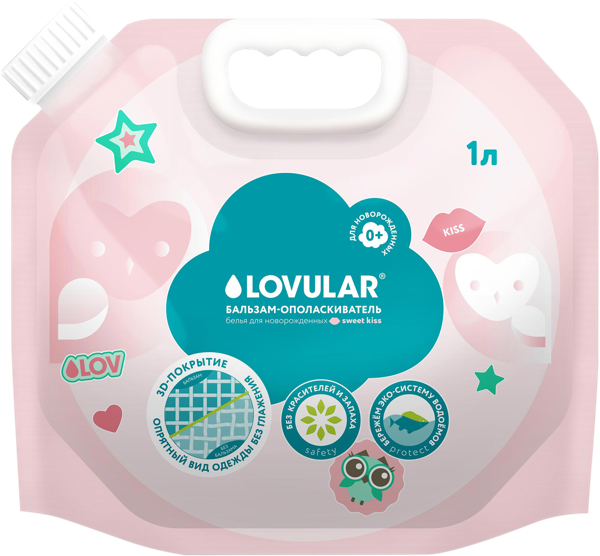 Изображение Ополаскиватель для белья Ловулар свит кисс детский 0+ Ловулар ЛТД м/у, 1 л