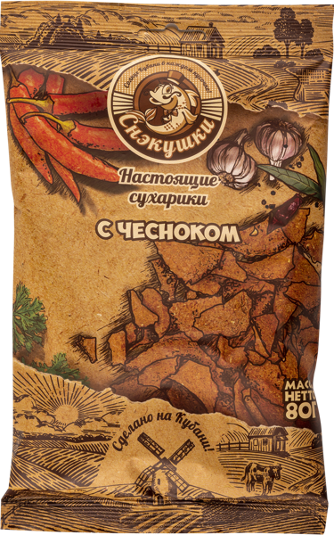 Изображение Сухарики ржаные Снэкушки чеснок Фишка м/у, 80 г