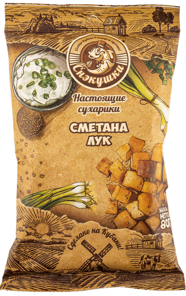 Изображение Сухарики пшеничные Снэкушки сметана лук Фишка м/у, 80 г