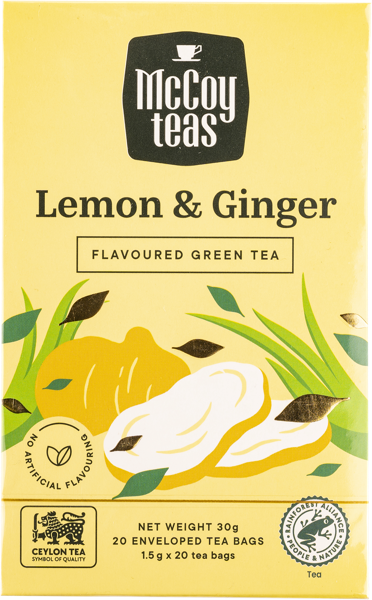 Изображение Чай зеленый в пакетиках Маккой лимон имбирь Маккой Цейлон кор, 20*1,5 г