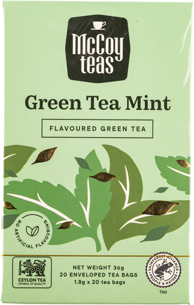 Изображение Чай зеленый в пакетиках Маккой мятный Маккой Цейлон кор, 20*1,8 г