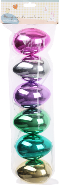 Изображение Подвеска 8см пасхальная Купман яйцо цветное глянцевое Купман Интернэшнл м/у, 6 шт