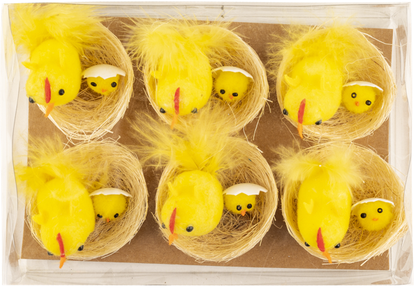 Изображение Фигурка 5см пасхальная Купман цыплята в гнездах Купман Интернэшнл , 6 шт