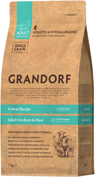 Изображение Корм для собак Грандорф четыре мяса с пробиотикам Юнайтед Петфуд м/у, 1 КГ