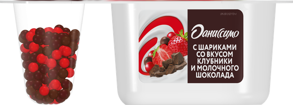 Изображение Йогурт 6,9% с хруст шар Даниссимо клубника молочный шоколад Эйч энд Эн п/б, 105 г