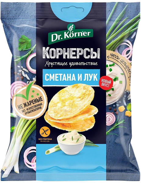 Изображение Снеки кукурузно-рисовые Др. Кёрнер сметана лук Хлебпром м/у, 50 г