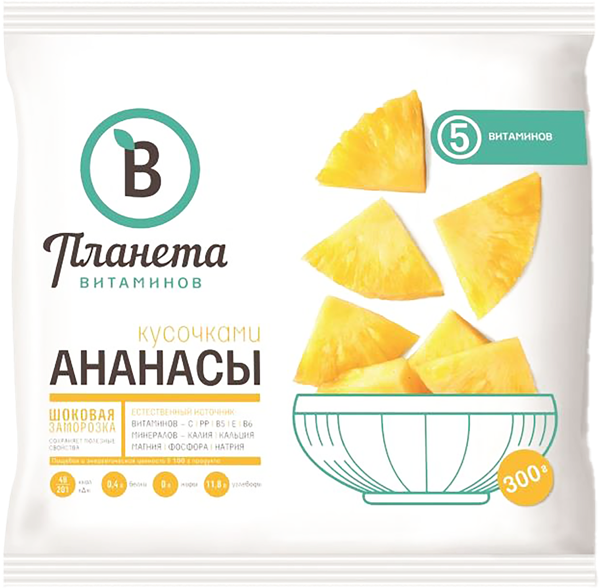Изображение Фрукт замороженный Планета витаминов ананас кусочками Агама Роял Гринланд м/у, 300 г