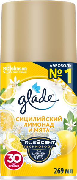 Изображение Освежитель воздуха запаска Глейд автоматик сицилийский лимонад мята Ай Си Джонсон ж/б, 269 мл