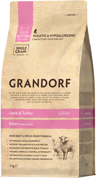 Изображение Корм для котят Грандорф ягненок инднейка Юнайтед Петфуд м/у, 2 КГ