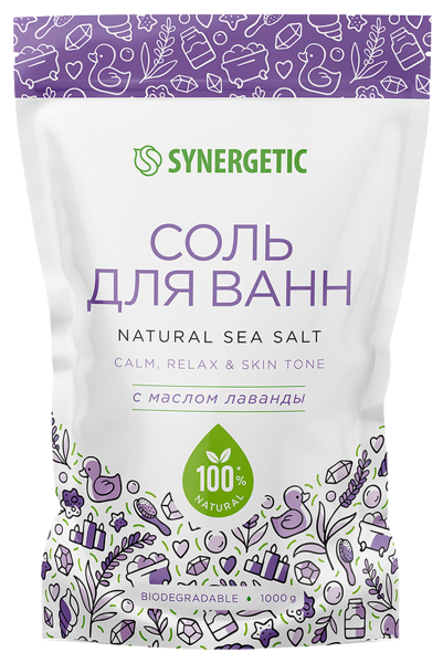 Изображение Соль для ванны Синергетик БИО масло лаванды Синергетик м/у, 1 КГ