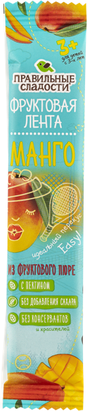 Изображение Пастила фруктовая с 3-х лет Правильные сладости лента манго Пермская КФ м/у, 15 г