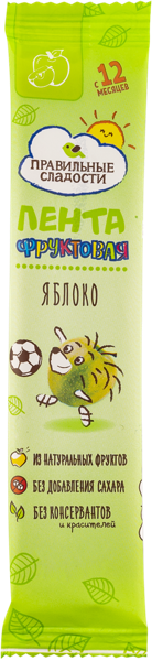 Изображение Пастила фруктовая с 12 мес Правильные сладости лента яблоко Пермская КФ м/у, 15 г