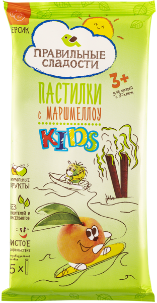 Изображение Пастила с 3-х лет Правильные сладости Кидс персик маршмеллоу Пермская КФ м/у, 55 г
