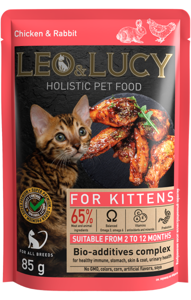 Изображение Корм для котят Лео Люси кролик курица в соусе Елецкий мясокомбинат м/у, 85 г