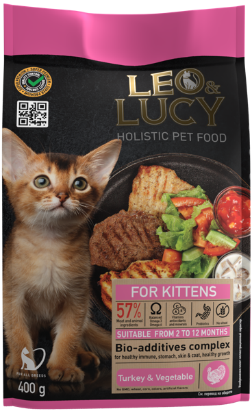 Изображение Корм для котят Лео Люси индейка овощи Прорацион м/у, 400 г