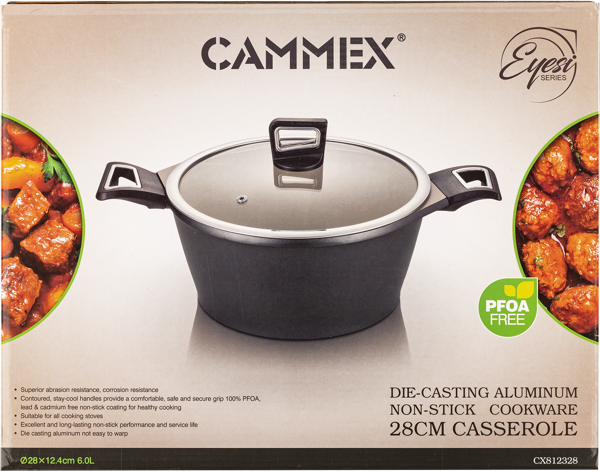 Изображение Кастрюля 6л черная инд Каммекс алюминиевая с крышкой Каммекс к/у, 1 шт