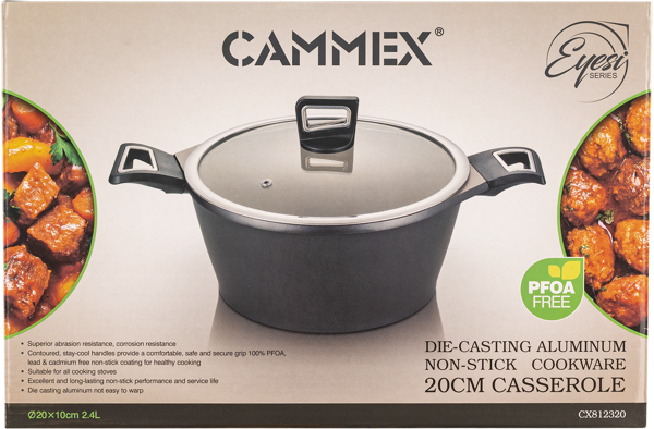 Изображение Кастрюля 2,4л черная инд Каммекс алюминиевая с крышкой Каммекс к/у, 1 шт