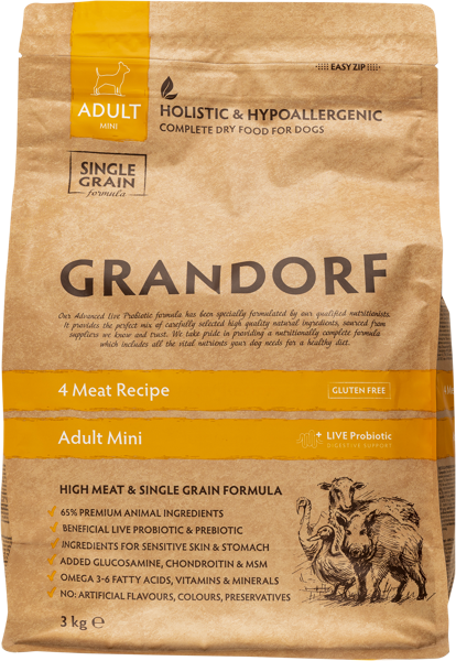 Изображение Корм для собак мелких пород Грандорф четыре мяса с пробиотикам Юнайтед Петфуд м/у, 3 КГ