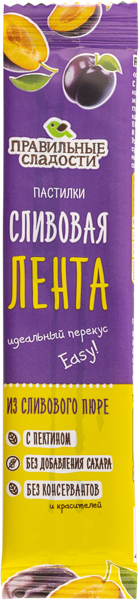 Изображение Пастилки Правильные сладости сливовая лента Пермская КФ м/у, 15 г