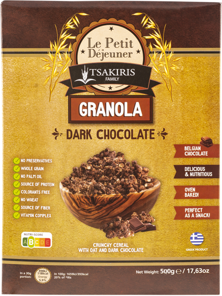 Изображение Гранола Ле Пети Дежени темный шоколад Тсакирис Фэмели кор, 500 г