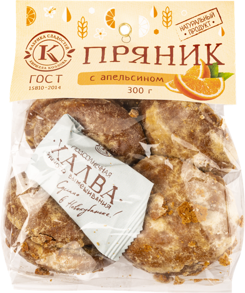 Изображение Пряники г.Новокубанск Фабрика Козлова апельсиновые заварные Козлова м/у, 300 г