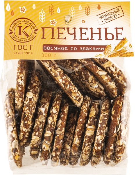 Изображение Печенье г.Новокубанск Фабрика Козлова со злаками овсяное Козлова м/у, 300 г