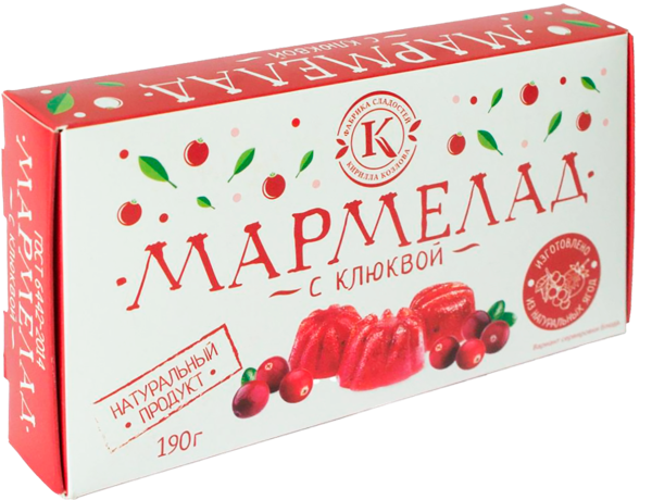 Изображение Мармелад г.Новокубанск Фабрика Козлова с клюквой Козлова кор, 190 г