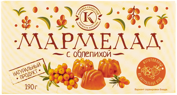 Изображение Мармелад г.Новокубанск Фабрика Козлова с облепихой Козлова кор, 190 г