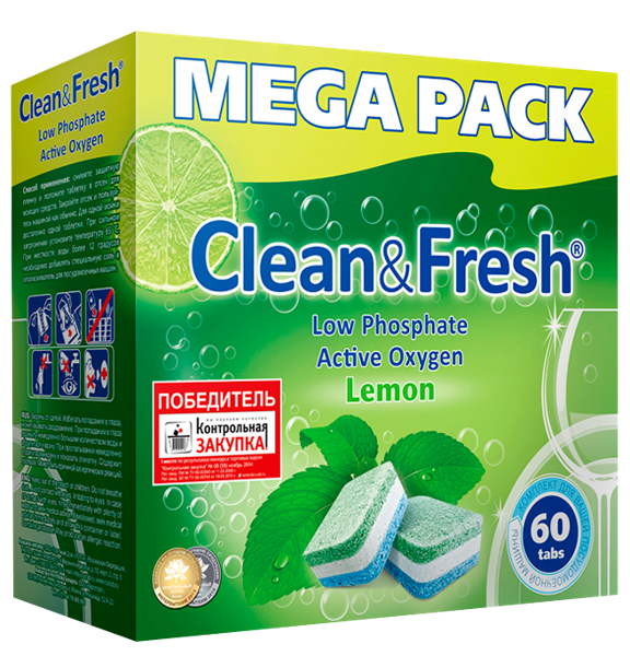 Изображение Таблетки для ПММ Клин энд фреш лимон Рустабэкспорт к/у, 60 шт