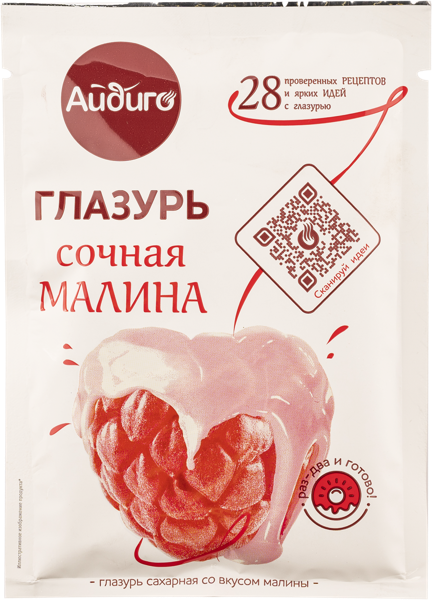 Изображение Глазурь сахарная Айдиго сочная малина Айдиго м/у, 90 г