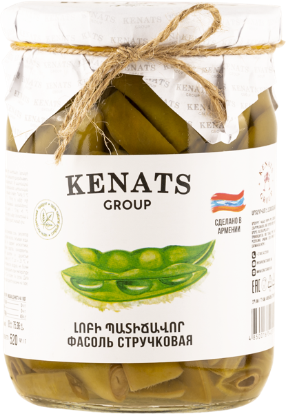 Изображение Фасоль маринованная Кенац стручковая Кенац Груп с/б, 520 г