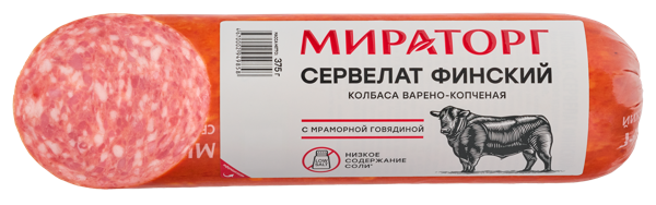 Изображение Колбаса варено-копченая Мираторг сервелат финский Мираторг в/у, 375 г