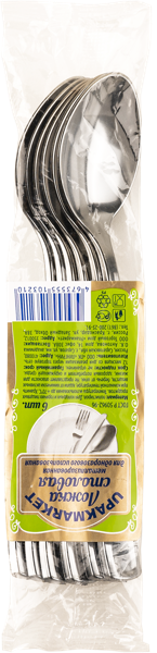 Изображение Одноразовая посуда Упакмаркет ложка столовая серебро Лингрин м/у, 6 шт