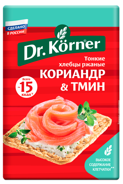 Изображение Хлебцы ржаные Др. Кёрнер с кориандром и тмином Хлебпром м/у, 100 г
