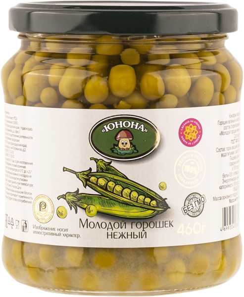 Изображение Горошек зеленый Юнона молодой Юнона Инвест с/б, 460 г