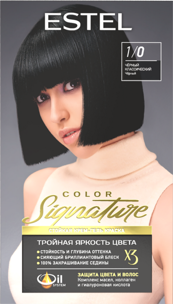 Изображение Краска для волос Эстель колор сигниче черный классический №1/0 Юникосметик к/у, 1 шт