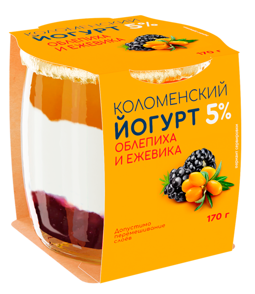 Изображение Йогурт 5% Коломенское облепиха ежевика Коломенское с/б, 170 г