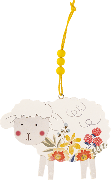 Изображение Подвеска 14,7*12,5см дерево Игл Гифтс овечка с желтыми цветами Игл Гифтс , 1 шт
