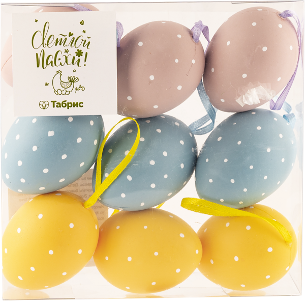 Изображение Яйцо 6см пасхальное Игл Гифтс 3 цвета с подвесом Игл Гифтс м/у, 9 шт