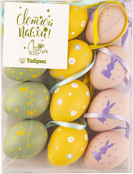 Изображение Яйцо 4см пасхальное Игл Гифтс 3 цвета зайцы цветы Игл Гифтс м/у, 12 шт