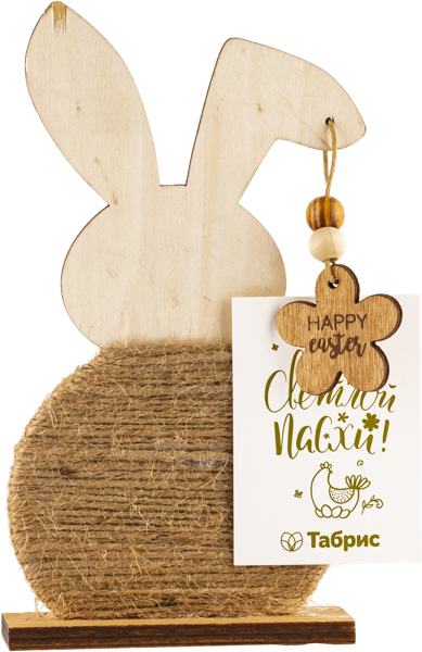 Изображение Фигурка 9*16,5см дерево Игл Гифтс кролик с цветком бежевый Игл Гифтс , 1 шт