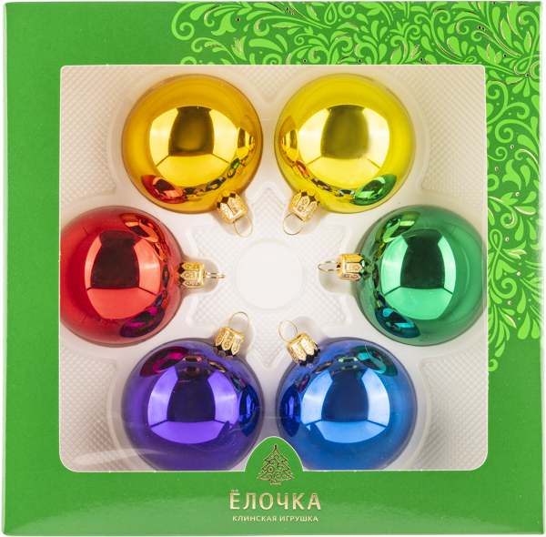 Изображение Набор Светофорчик стекло Ёлочка С223 из 6ти шаров Клинская игрушка к/у, 1 упак