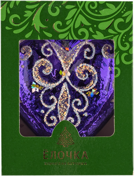 Изображение Сердечко Элегия стекло Ёлочка н 65 мм с 2008 Клинская игрушка к/у, 1 шт