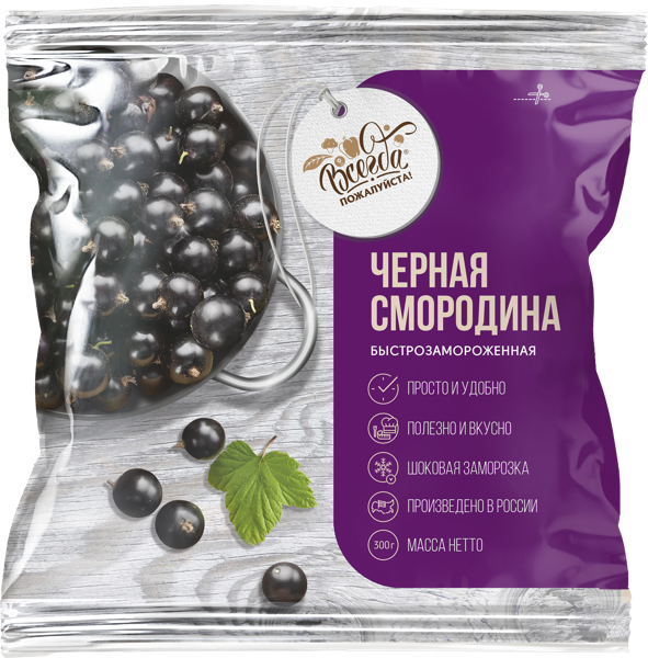 Изображение Ягоды замороженные Всегда пожалуйста черная смородина ЭкоРесурс м/у, 300 г