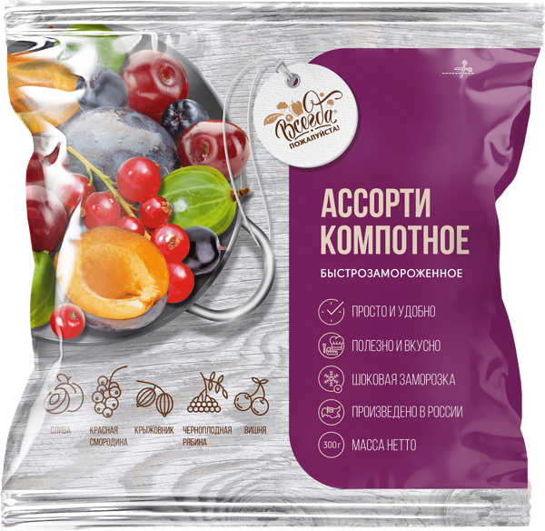 Изображение Ягодная смесь замороженная Всегда пожалуйста ассорти компотное ЭкоРесурс м/у, 300 г