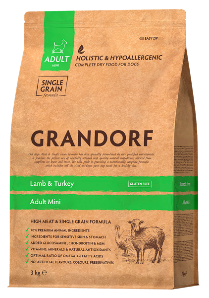 Изображение Корм для собак мелких пород Грандорф ягненок индейка Юнайтед Петфуд м/у, 3 КГ