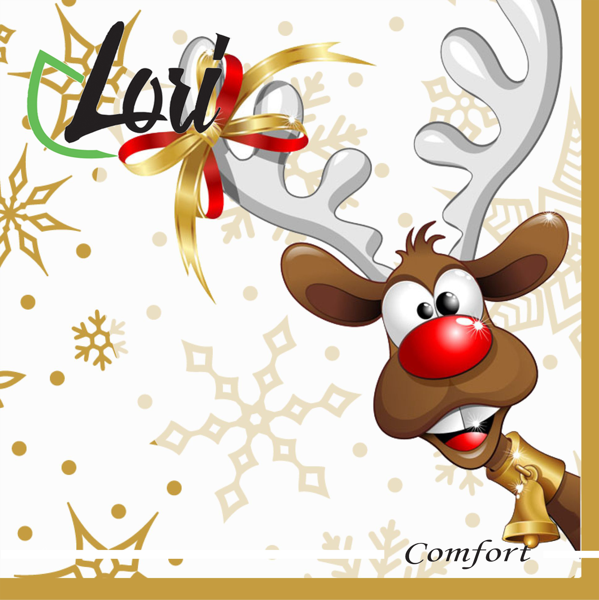 Изображение Салфетки 2х-слойные Лори комфорт новый год веселый олень 33*33см Фабрика Люкс м/у, 16 шт