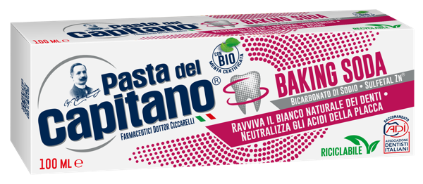 Изображение Зубная паста отбеливающая Дель капитано с содой Фармасьютичи к/у, 100 мл