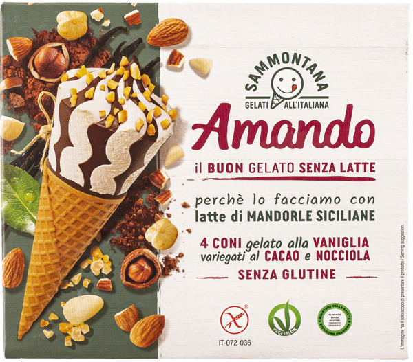 Изображение Десерт замороженный Амандо Кони миндальное молоко шоколад Саммонтана п/у, 300 г